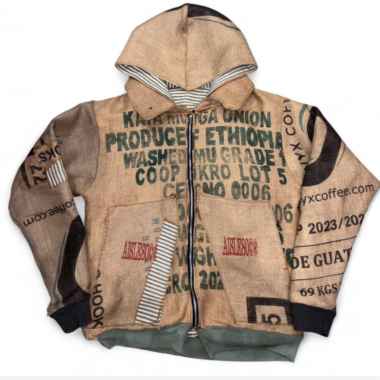 HOODED COLLARD BURLAP BOMBER